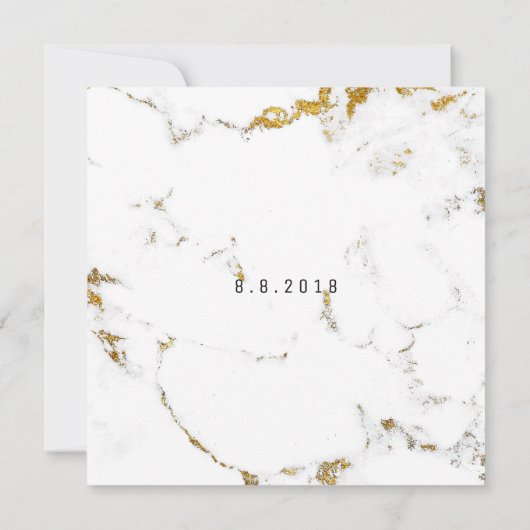 WhiteGold Carrara Marble Geometric Square Party Kaart (Achterkant)