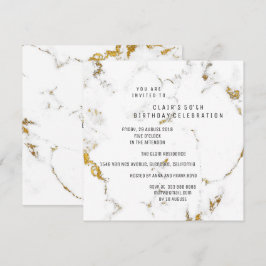 WhiteGold Carrara Marble Geometric Square Party Kaart