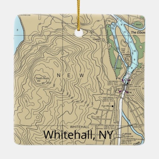 Whitehall NY Nautical Chart Keramisch Ornament (Achterkant)