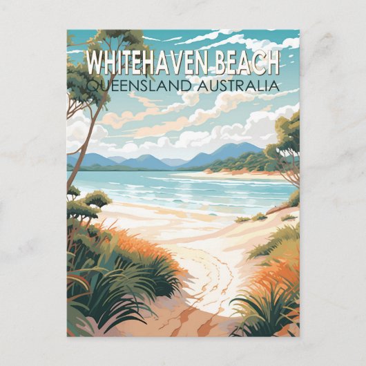 Whitehaven Beach Queensland Australië Reiskunst Briefkaart (Voorkant)