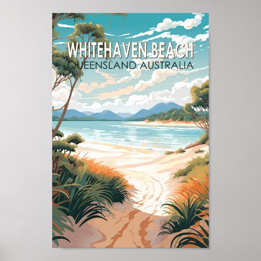 Whitehaven Beach Queensland Australië Reiskunst Poster (Voorkant)