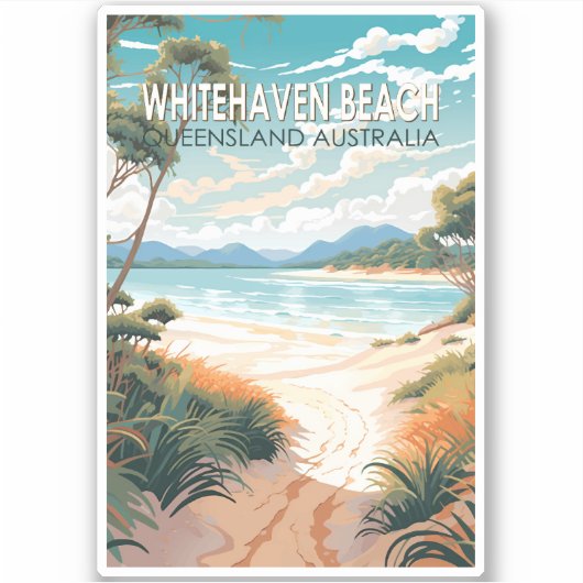 Whitehaven Beach Queensland Australië Reiskunst Sticker (Voorkant)