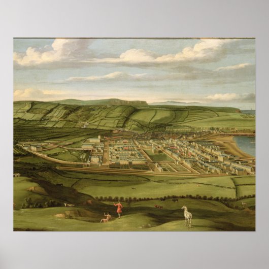 Whitehaven, Cumbria, Showing Flatt Hall, c.1730-35 Poster (Voorkant)