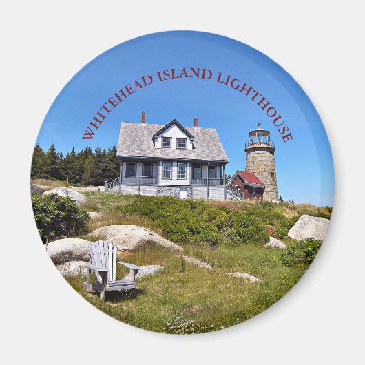 Whitehead Island Lighthouse Maine Round Magnet (Voorkant)