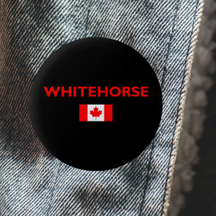 Whitehorse Canada Canadian Flag Dark Color Ronde Button 5,7 Cm