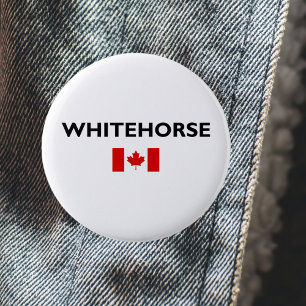 Whitehorse Canada Canadian Flag Light Color Ronde Button 5,7 Cm