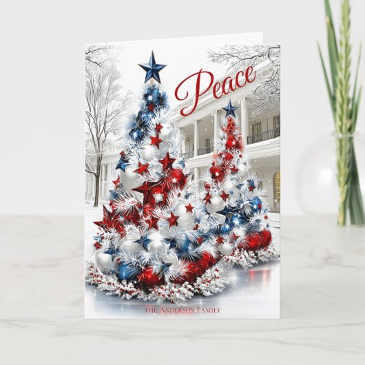 Whitehouse Festive USA Kerstbomen Kaart (Voorkant)