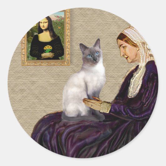 Whitelers Moeder - Blauwe punt Siamese kat Ronde Sticker (Voorkant)