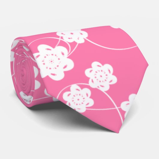 Whitepaper Bloemen op roze Stropdas (Opgerold)