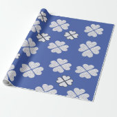 Whitepaper en blauw omslagpapier cadeaupapier (Uitgerold)