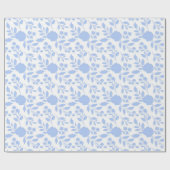 Whitepaper en light Blue Floral Wrapping Paper Cadeaupapier (Vlak)