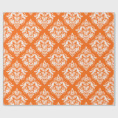 Whitepaper en Oranje Floral Damaskits Cadeaupapier (Vlak)