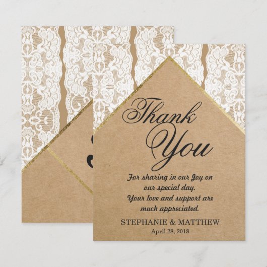 Whitepaper, Gold en gerecycleerd, voor chic & Clas Bedankkaart (Voorkant / Achterkant)