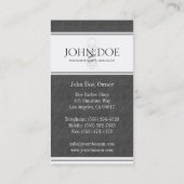 Whitepaper over donkergrijze rand van barber/haar visitekaartje (Achterkant)