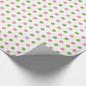 Whitepaper over kleine roze en groene Stippen Cadeaupapier (Hoek)