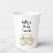 Whitepaper over Mint en Peach Pumpkin Gold Glitter Papieren Bekers (Achterkant)