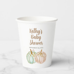 Whitepaper over Mint en Peach Pumpkin Gold Glitter Papieren Bekers
