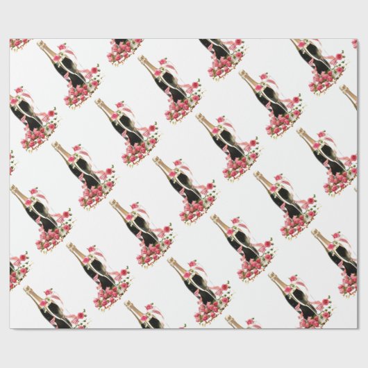 Whitepaper over ompakken van champagne en Rozen Cadeaupapier (Vlak)