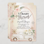 WhitePumpkin Truck, Rozen, Snowflakes Baby shower Kaart (Voorkant / Achterkant)