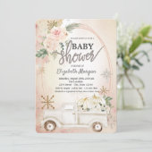 WhitePumpkin Truck, Rozen, Snowflakes Baby shower Kaart (Staand voorkant)