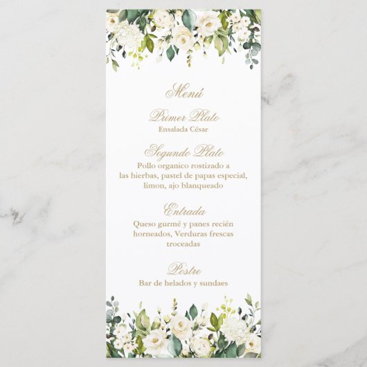 Whiterose boeket menu (Voorkant)