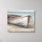 Whitespoed Boat op de kust Canvas Afdruk (Voorkant)