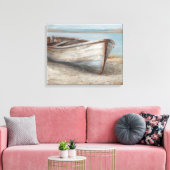 Whitespoed Boat op de kust Canvas Afdruk (Insitu (Woonkamer))