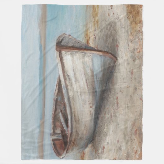 Whitespoed Boat op de kust Fleece Deken (Voorkant)