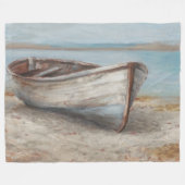 Whitespoed Boat op de kust Fleece Deken (Voorkant (Horizontaal))