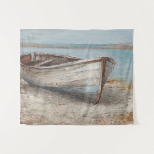 Whitespoed Boat op de kust Wandkleed (Voorkant (horizontaal))