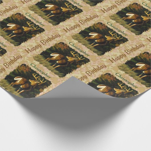 Whitetail Buck Autumn Leaves Cadeaupapier (Hoek)