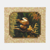 Whitetail Buck Autumn Leaves Fleece Deken (Voorkant (Horizontaal))