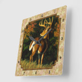 Whitetail Buck Autumn Leaves Vierkante Klok (Hoek)