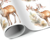 Whitetail Buck Bos Kerstbessen Cadeaupapier (Rol Hoek)