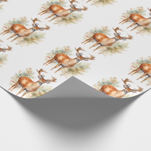 Whitetail Buck Bos Kerstmis Cadeaupapier (Hoek)