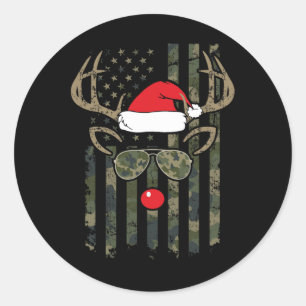 Whitetail Buck Bow Hunter Camo Funny Deer Hunting Ronde Sticker