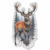 Whitetail Buck Custom-Cut Vinyl Sticker (Voorkant)