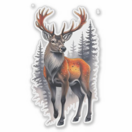 Whitetail Buck Custom-Cut Vinyl Sticker (Voorkant)