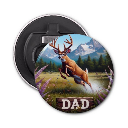 Whitetail Buck Deer Dad Button Flesopener (Voorkant)