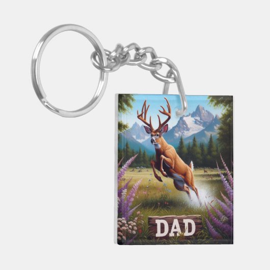 Whitetail Buck Deer Dad Sleutelhanger (Voorkant Links)