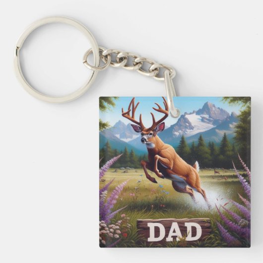 Whitetail Buck Deer Dad Sleutelhanger (Voorkant)