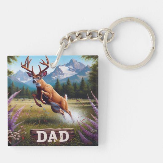 Whitetail Buck Deer Dad Sleutelhanger (Achterkant)