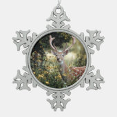 Whitetail Buck Deer geweldige jagen Tin Sneeuwvlok Ornament (Voorkant)