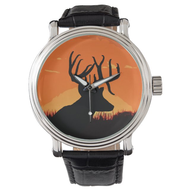 Whitetail Buck Deer Horloge (Voorkant)