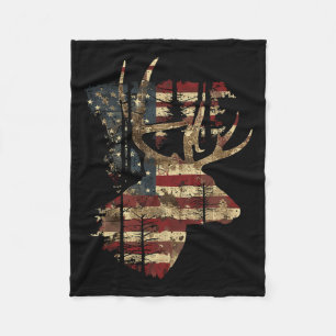 Whitetail Buck Deer Hunting 4th of July Verenigde Fleece Deken
