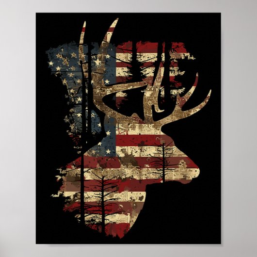 Whitetail Buck Deer Hunting 4th of July Verenigde  Poster (Voorkant)