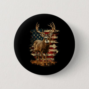 Whitetail Buck Deer Hunting 4th of July Verenigde Ronde Button 5,7 Cm