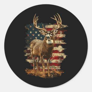 Whitetail Buck Deer Hunting 4th of July Verenigde  Ronde Sticker