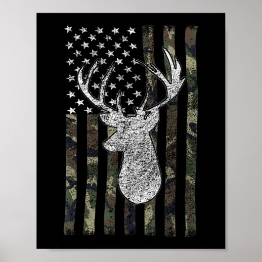 Whitetail Buck Deer Hunting American Camouflage US Poster (Voorkant)