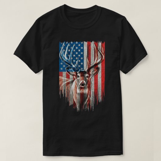 Whitetail Buck Deer Hunting American Camouflage US T-shirt (Design voorkant)